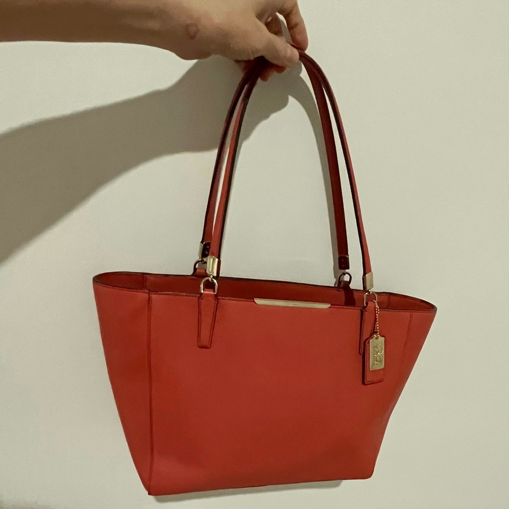 Coach Madison East West Saffiano Leather Tote, Pink with Gold Hardware - Picture 4 of 17